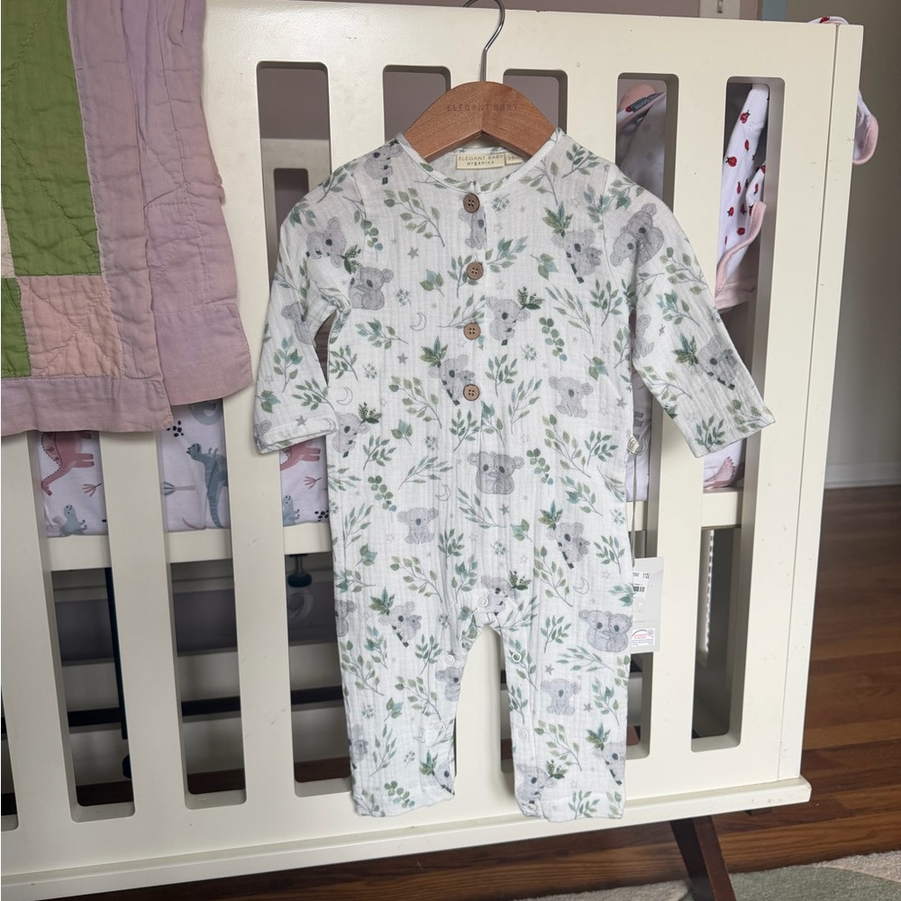 Koala Print Kids Bodysuit - White and Green